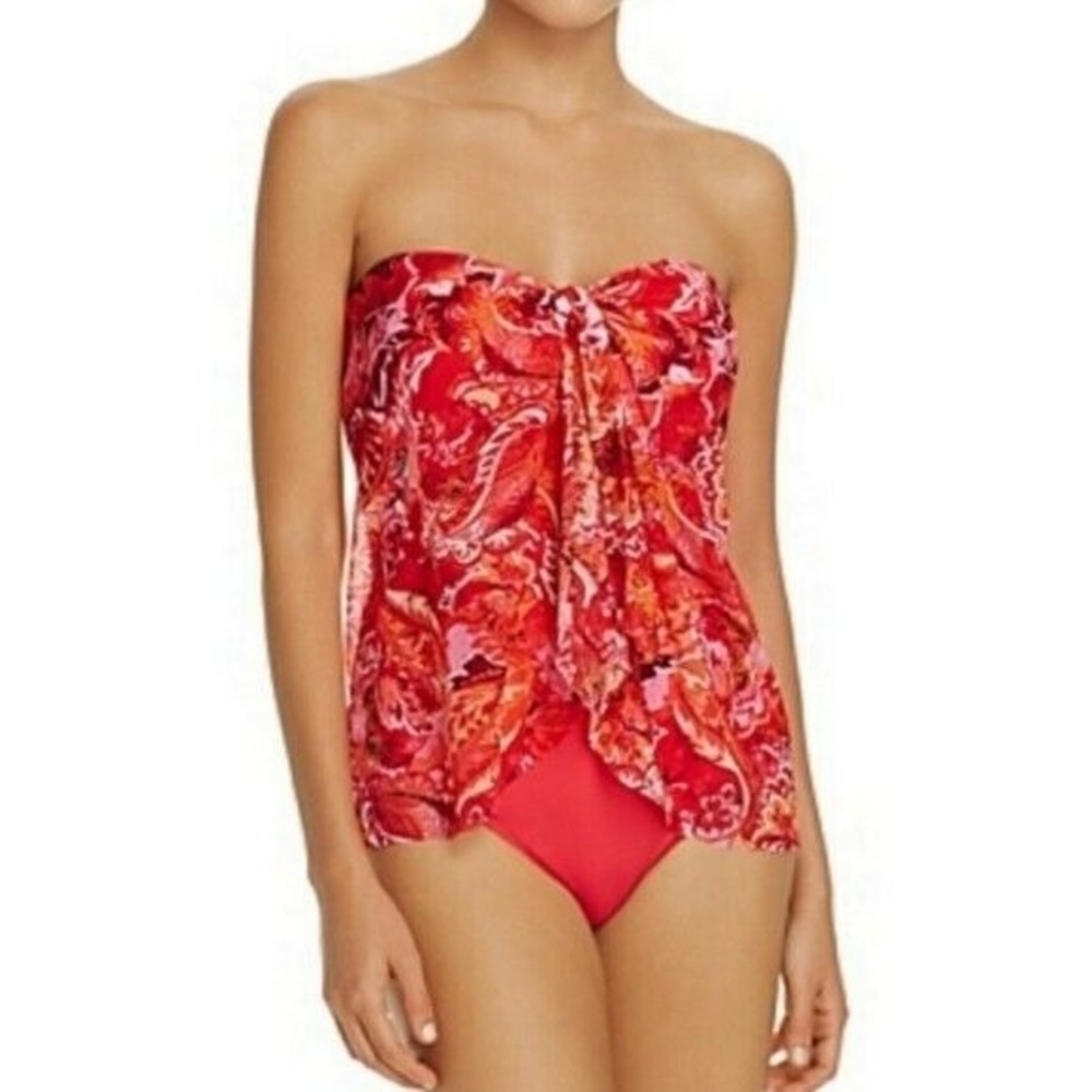 Lauren Ralph Lauren Exotic Flyaway One Piece Swimsuit Red orange‎ Pink Size 6